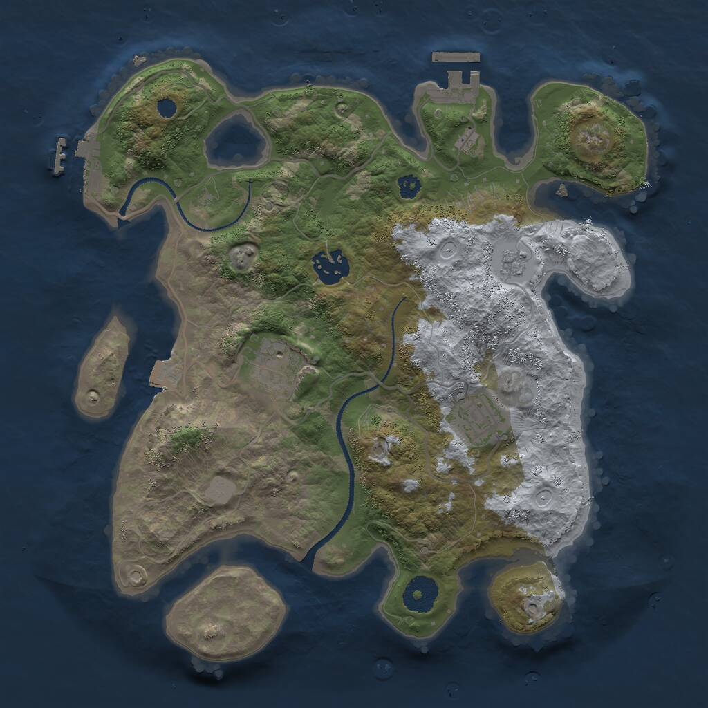 Rust Map: Procedural Map, Size: 3000, Seed: 2437367, 7 Monuments