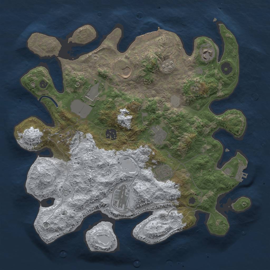 Rust Map: Procedural Map, Size: 3500, Seed: 4308513, 18 Monuments