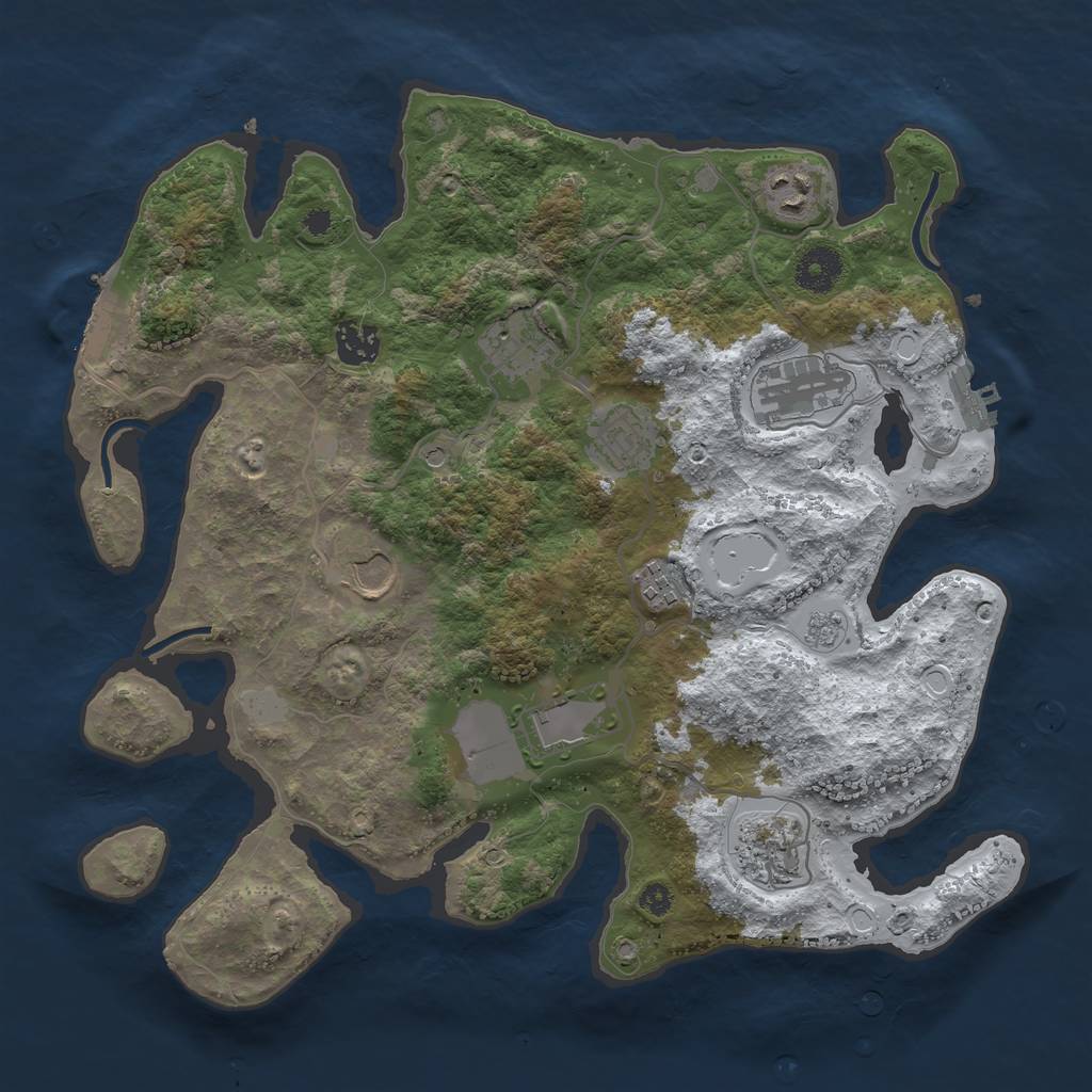 Rust Map: Procedural Map, Size: 3550, Seed: 113717, 18 Monuments