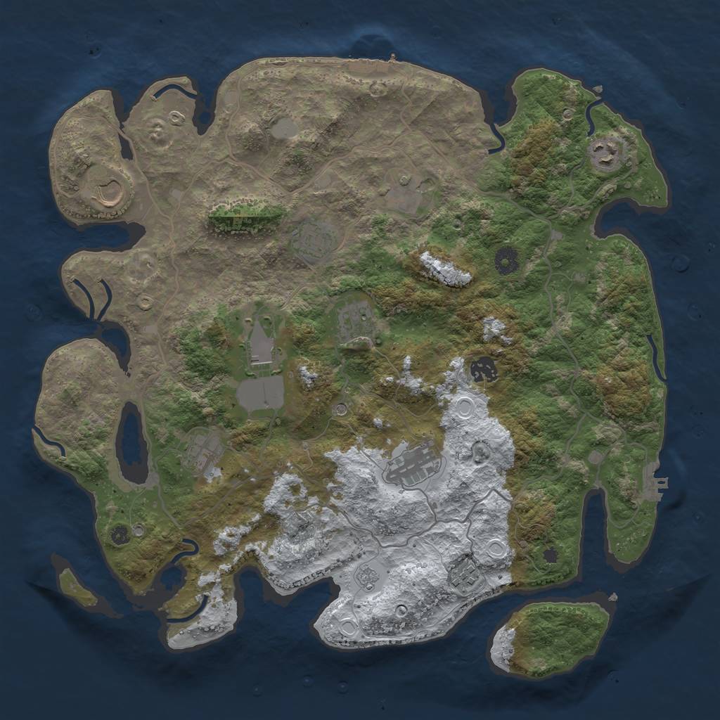 Rust Map: Procedural Map, Size: 4000, Seed: 274279, 19 Monuments
