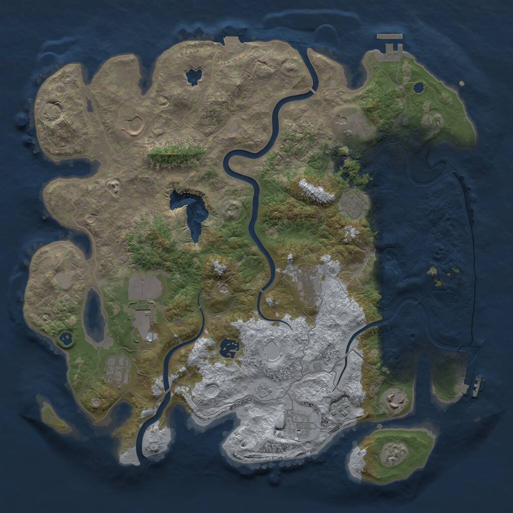 Rust Map: Procedural Map, Size: 4000, Seed: 274279, 16 Monuments