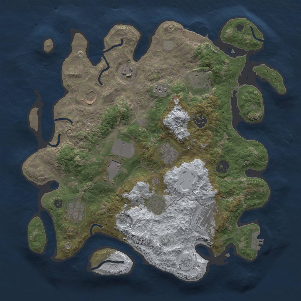 Rust Map: Procedural Map, Size: 3500, Seed: 68924, 19 Monuments