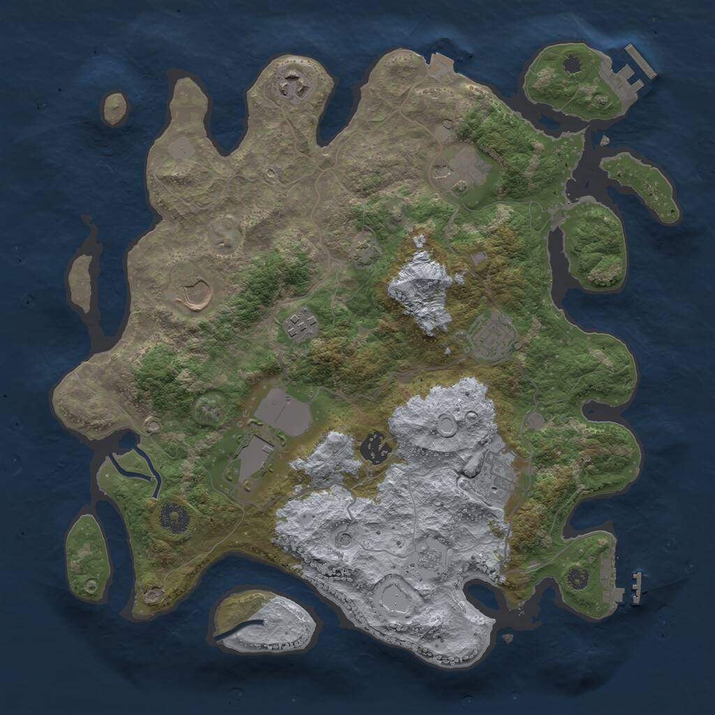 Rust Map: Procedural Map, Size: 3500, Seed: 68924, 14 Monuments