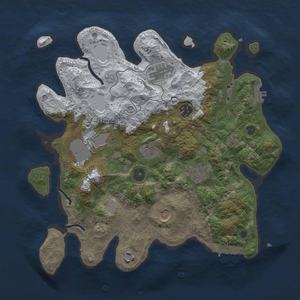 Rust Map: Procedural Map, Size: 3500, Seed: 498291, 16 Monuments