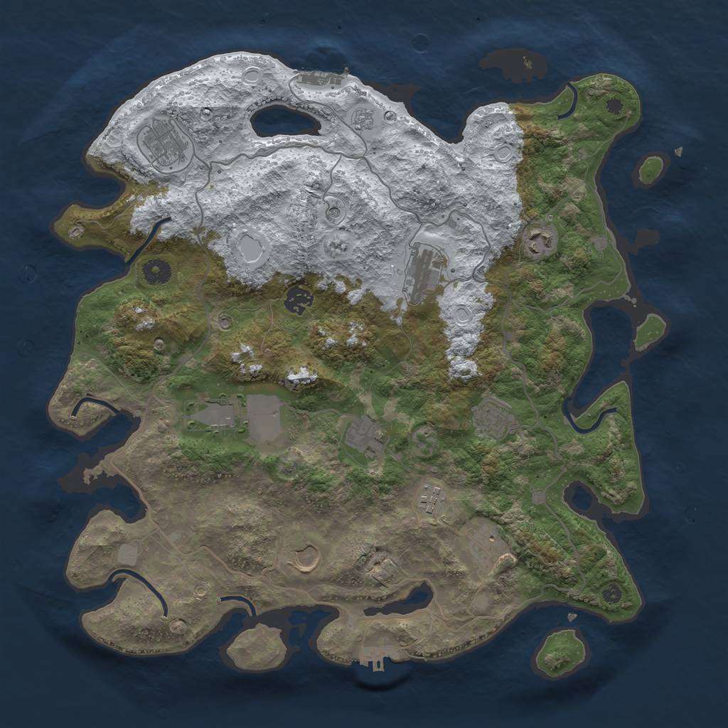 Rust Map: Procedural Map, Size: 4000, Seed: 4895775, 19 Monuments
