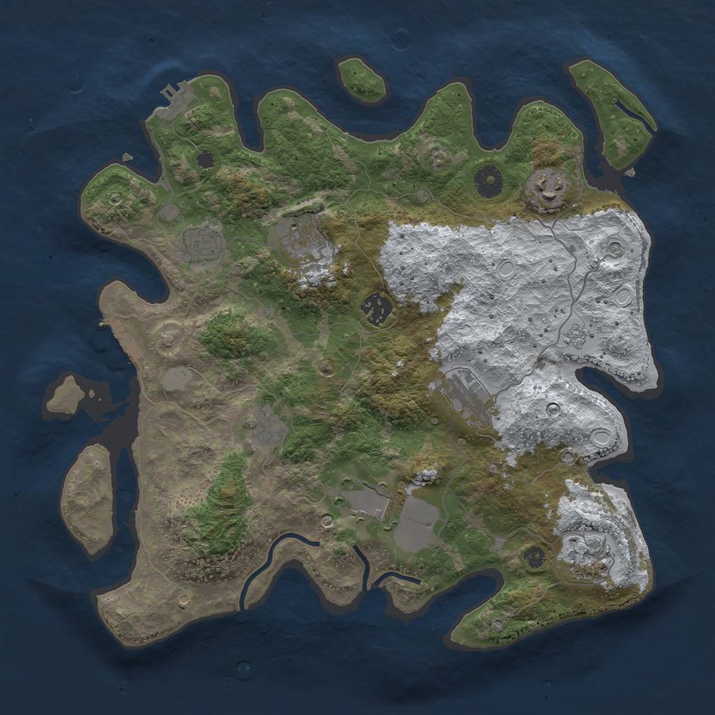 Rust Map: Procedural Map, Size: 3550, Seed: 515514, 17 Monuments