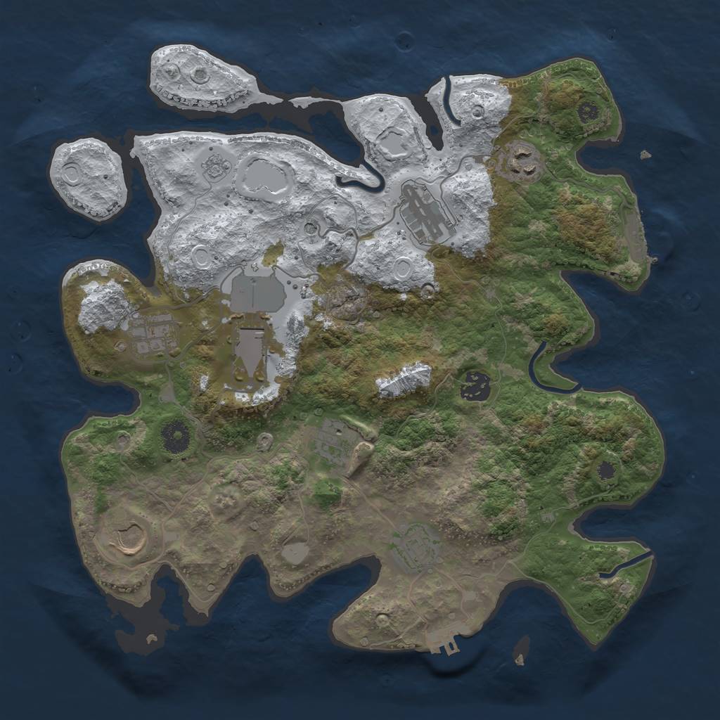 Rust Map: Procedural Map, Size: 3500, Seed: 4011412, 17 Monuments