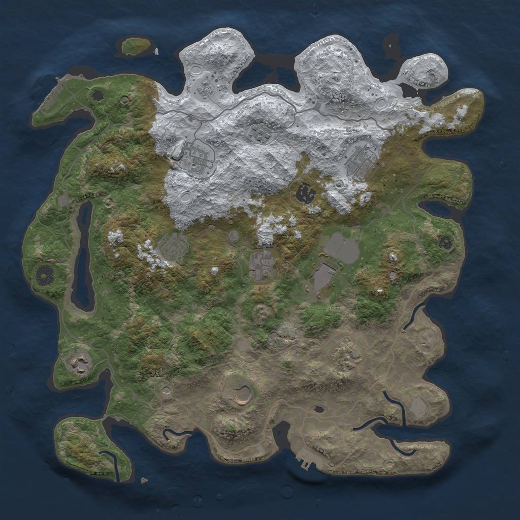 Rust Map: Procedural Map, Size: 4000, Seed: 4976682, 19 Monuments