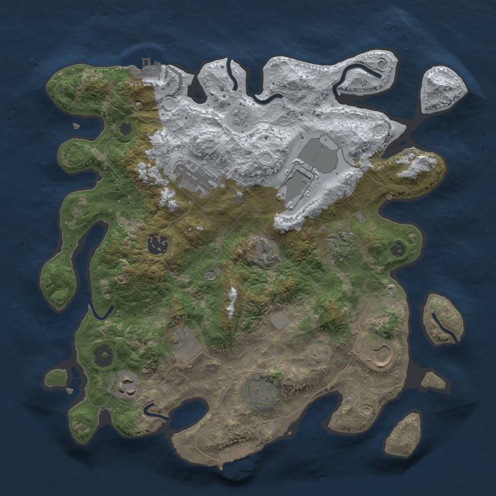 Rust Map: Procedural Map, Size: 3500, Seed: 4234814, 17 Monuments