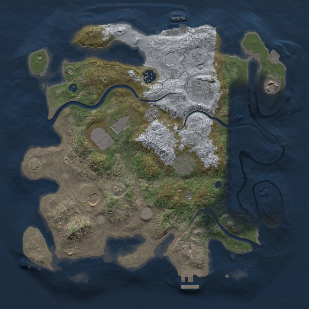 Rust Map: Procedural Map, Size: 3500, Seed: 3783469, 13 Monuments