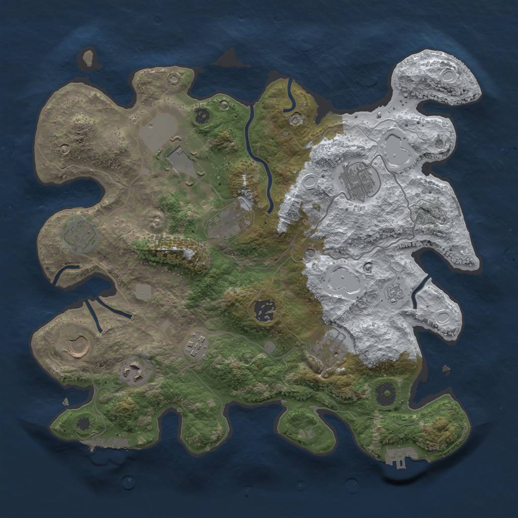 Rust Map: Procedural Map, Size: 3500, Seed: 1335643, 18 Monuments