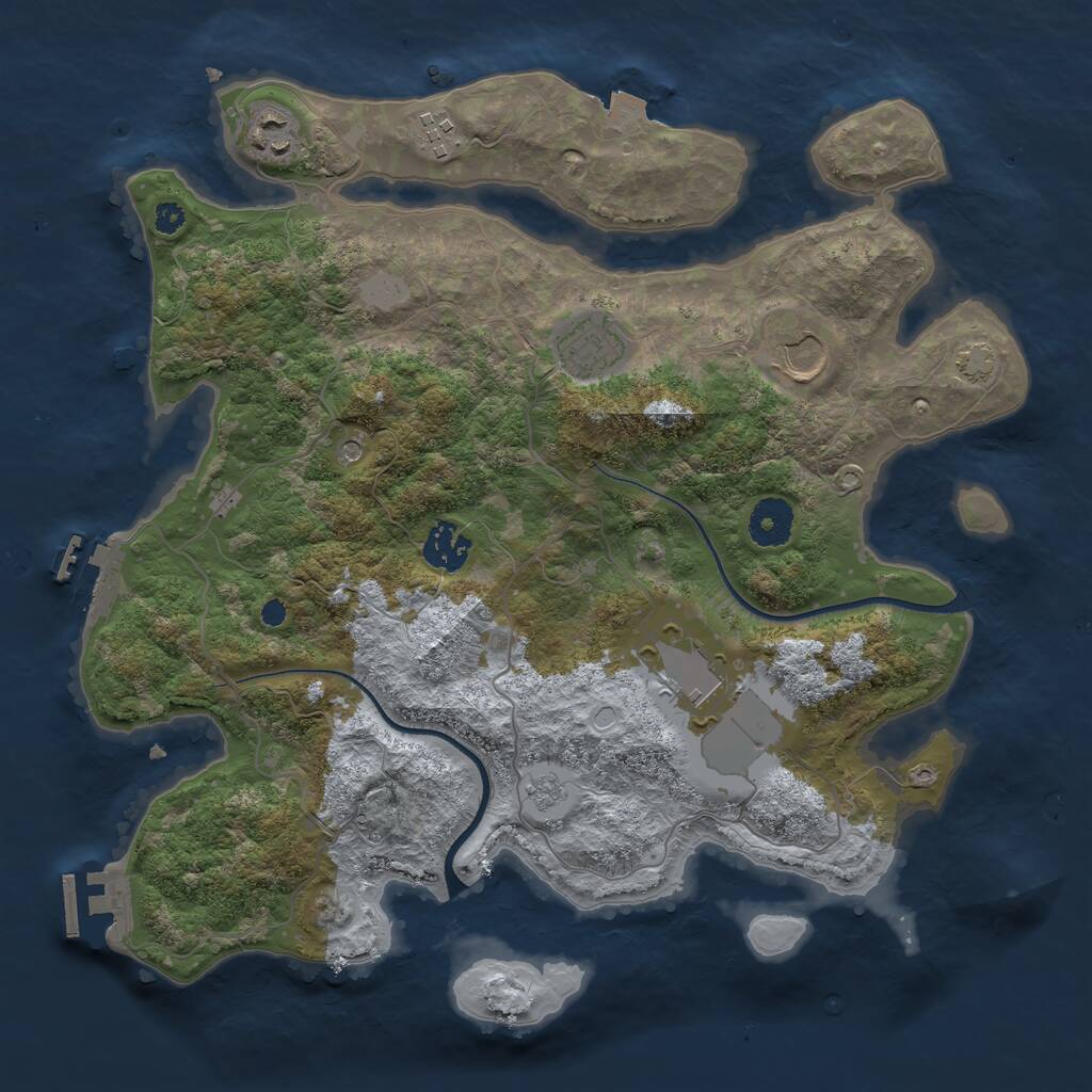 Rust Map: Procedural Map, Size: 3500, Seed: 5799196, 12 Monuments