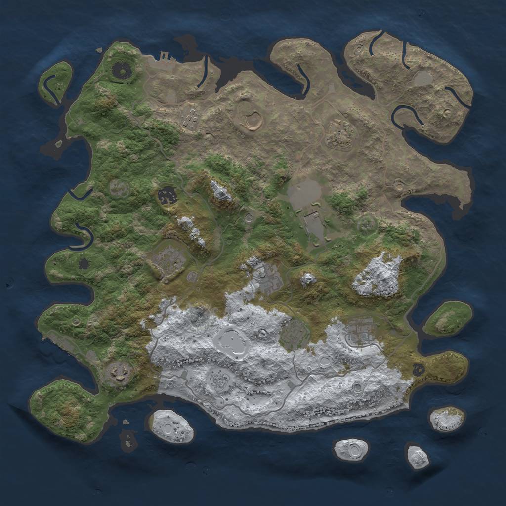 Rust Map: Procedural Map, Size: 4000, Seed: 4461590, 19 Monuments