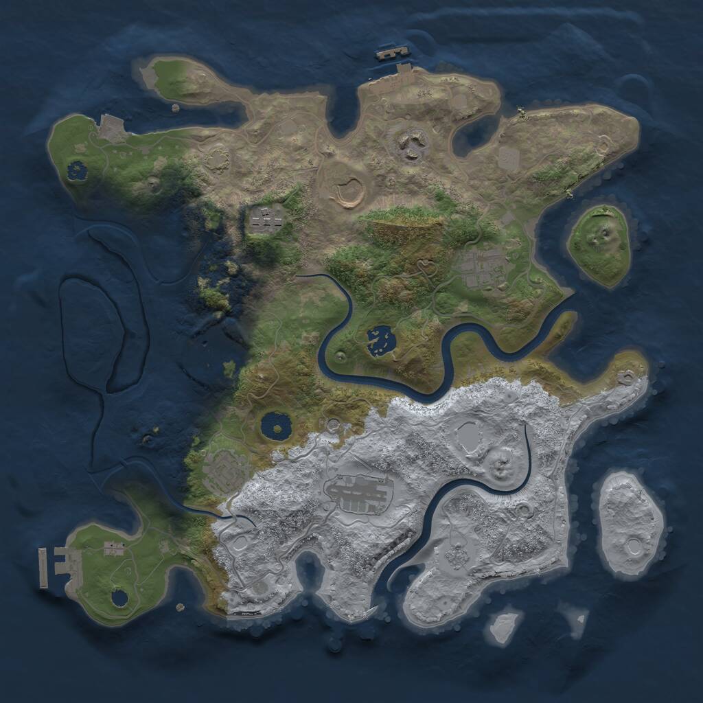 Rust Map: Procedural Map, Size: 3500, Seed: 2749509, 14 Monuments