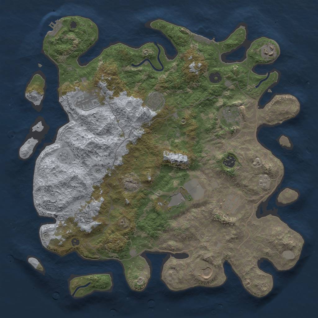 Rust Map: Procedural Map, Size: 4000, Seed: 2775868, 19 Monuments