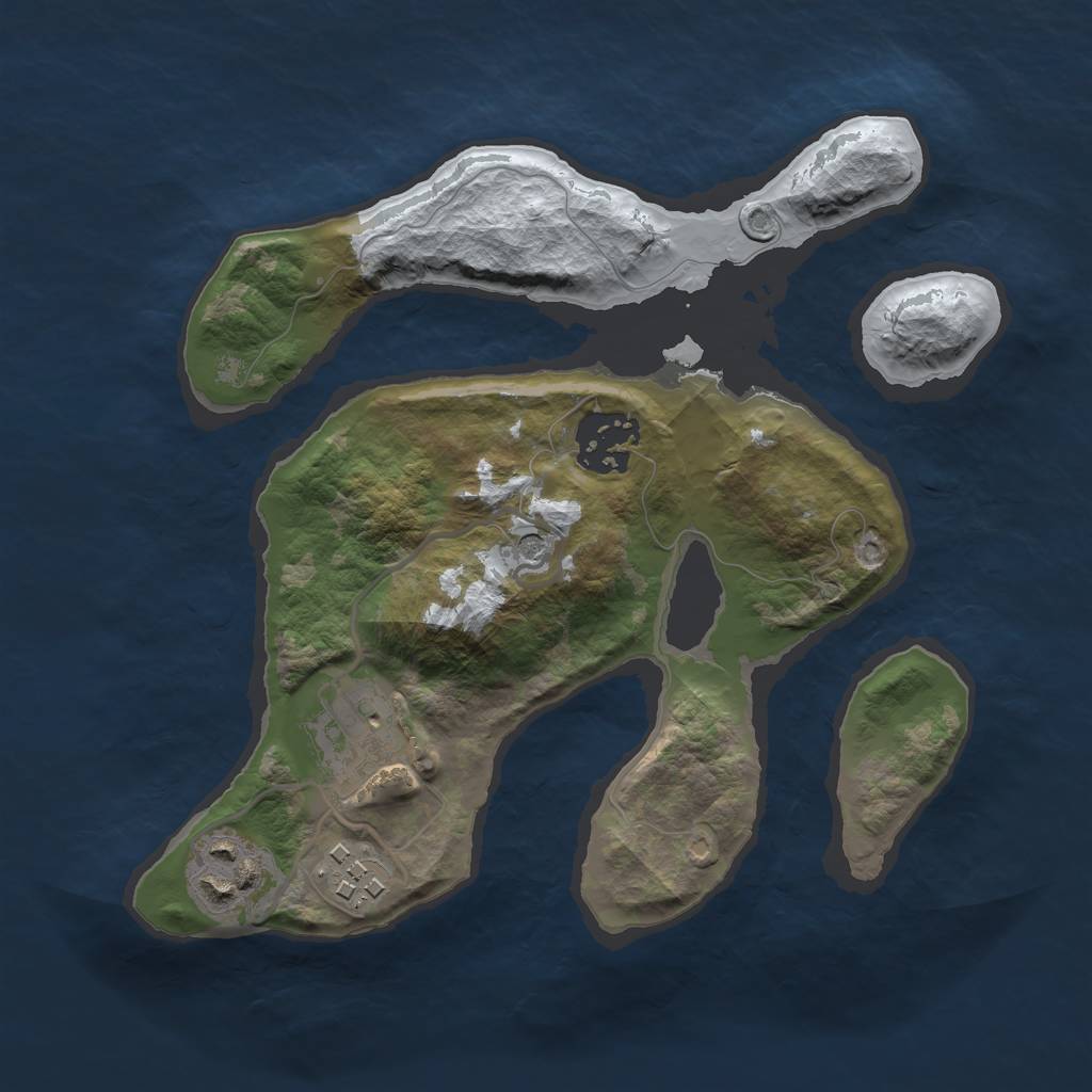 Rust Map: Barren, Size: 2500, Seed: 3992169, 7 Monuments