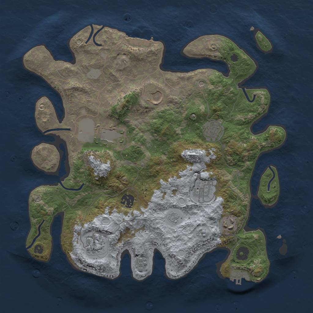 Rust Map: Procedural Map, Size: 3500, Seed: 2278645, 17 Monuments