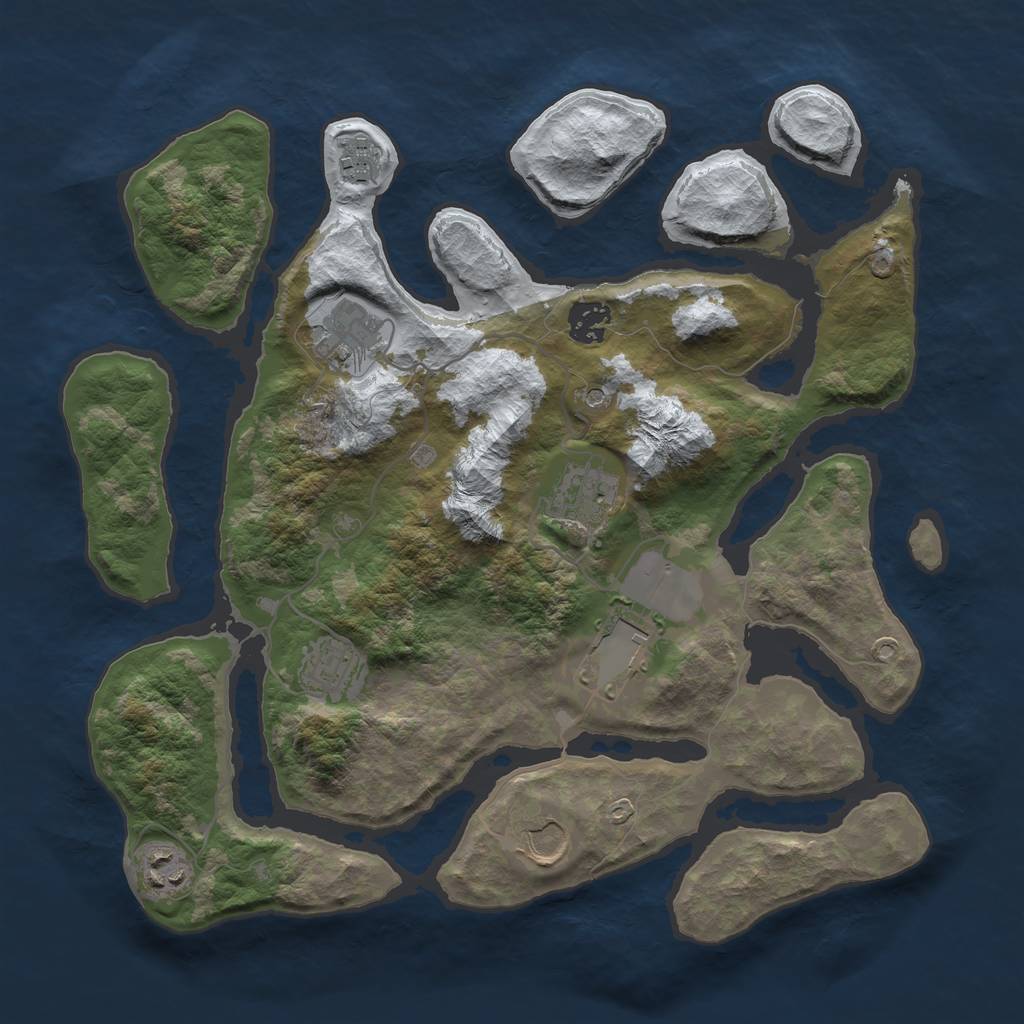 Rust Map: Barren, Size: 3500, Seed: 1211643, 11 Monuments