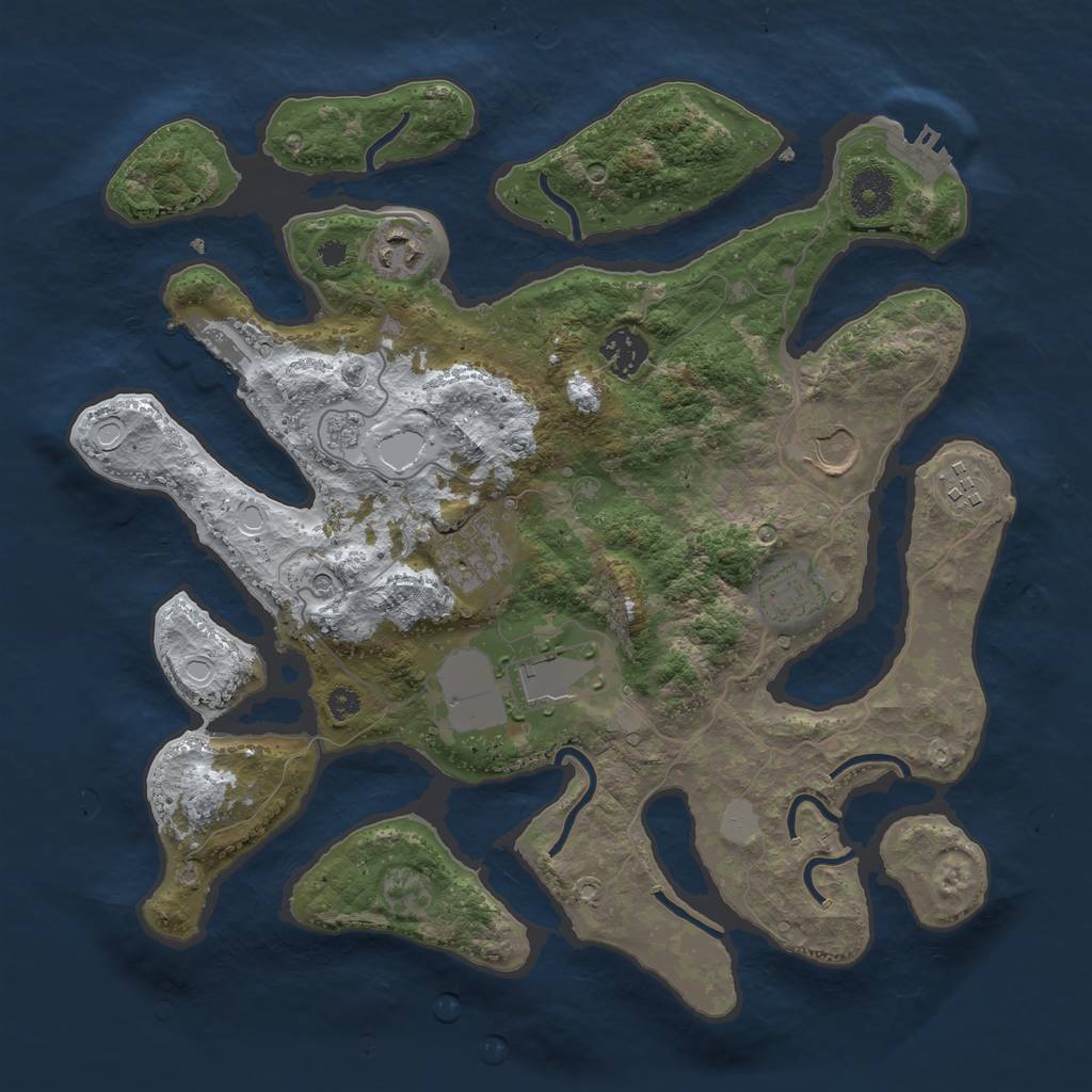 Rust Map: Procedural Map, Size: 3500, Seed: 1128940, 16 Monuments