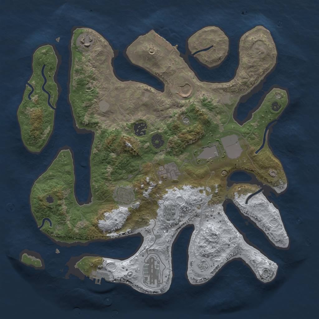 Rust Map: Procedural Map, Size: 3500, Seed: 68798, 17 Monuments