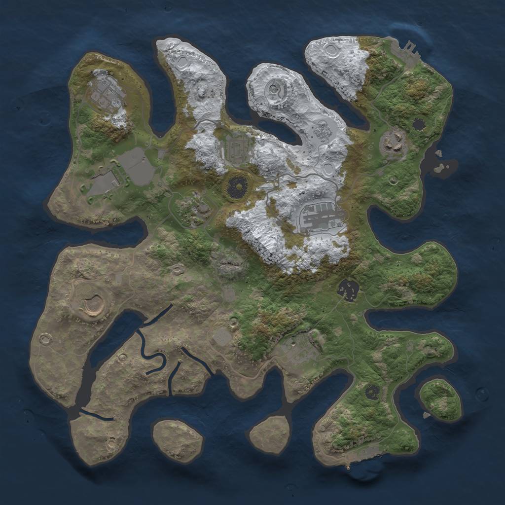 Rust Map: Procedural Map, Size: 3500, Seed: 747664451, 18 Monuments