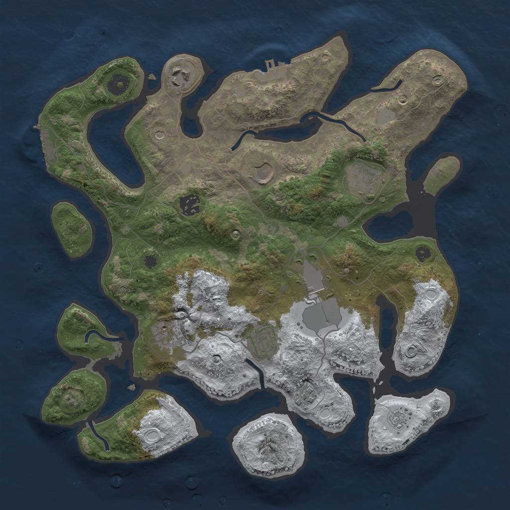 Rust Map: Procedural Map, Size: 3550, Seed: 109174, 17 Monuments