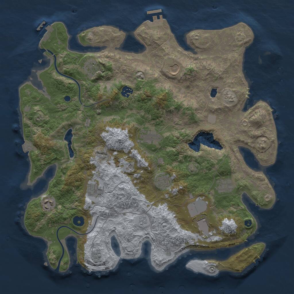 Rust Map: Procedural Map, Size: 4000, Seed: 6043727, 16 Monuments