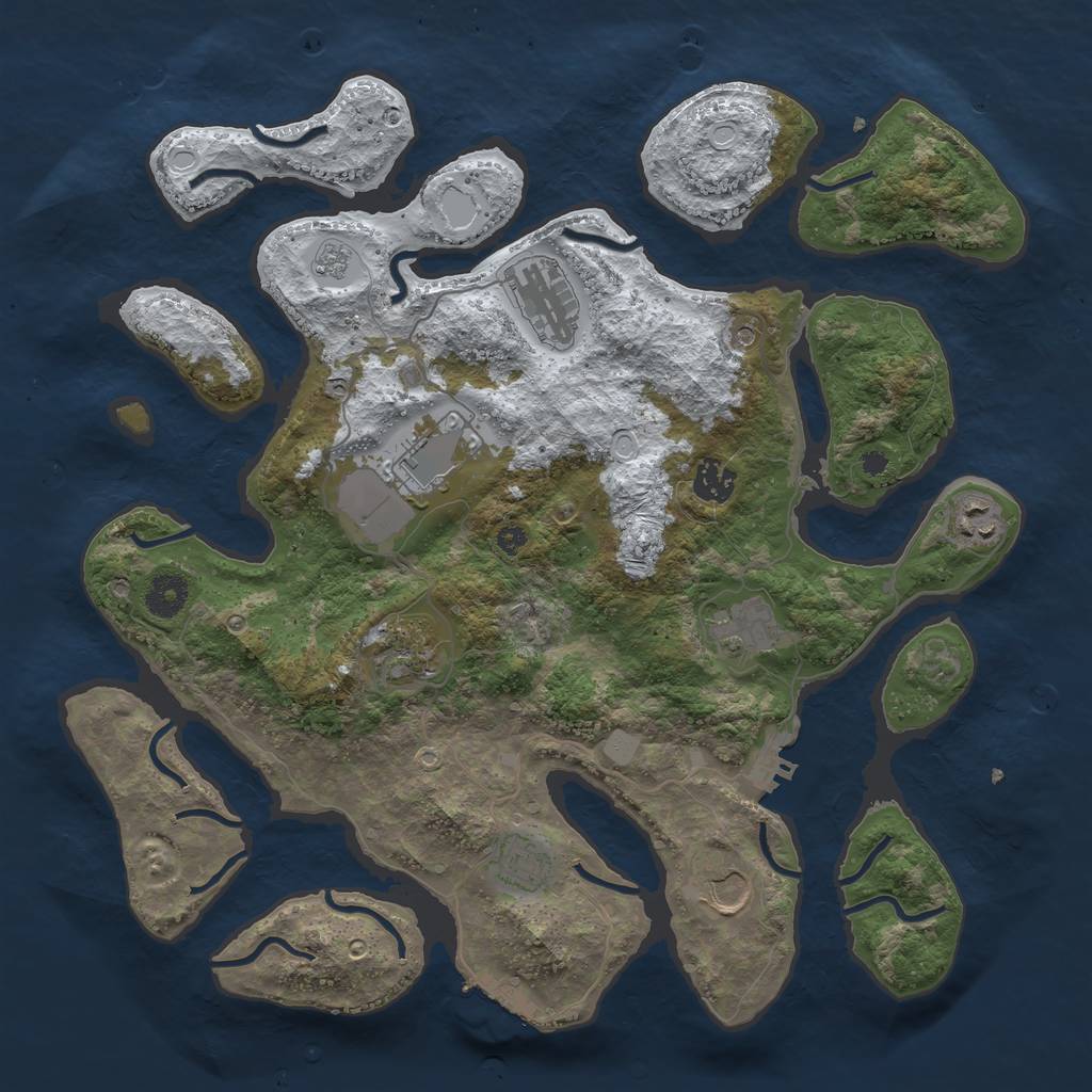 Rust Map: Procedural Map, Size: 3800, Seed: 7329, 17 Monuments