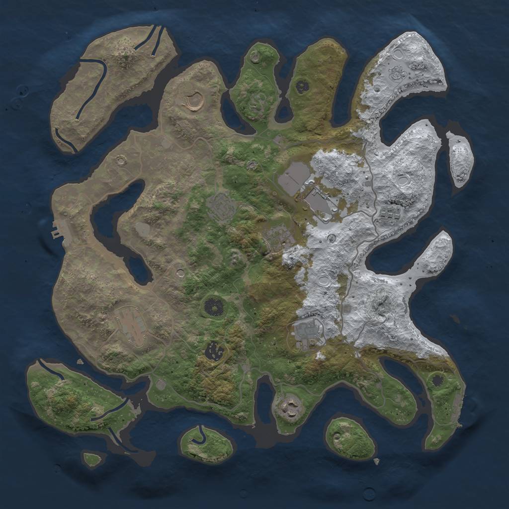 Rust Map: Procedural Map, Size: 4000, Seed: 94476, 18 Monuments