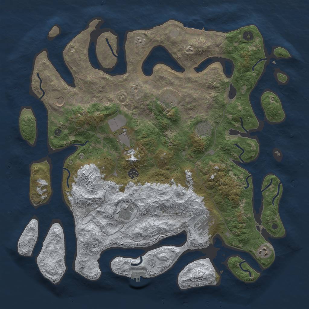 Rust Map: Procedural Map, Size: 4500, Seed: 510533128, 18 Monuments