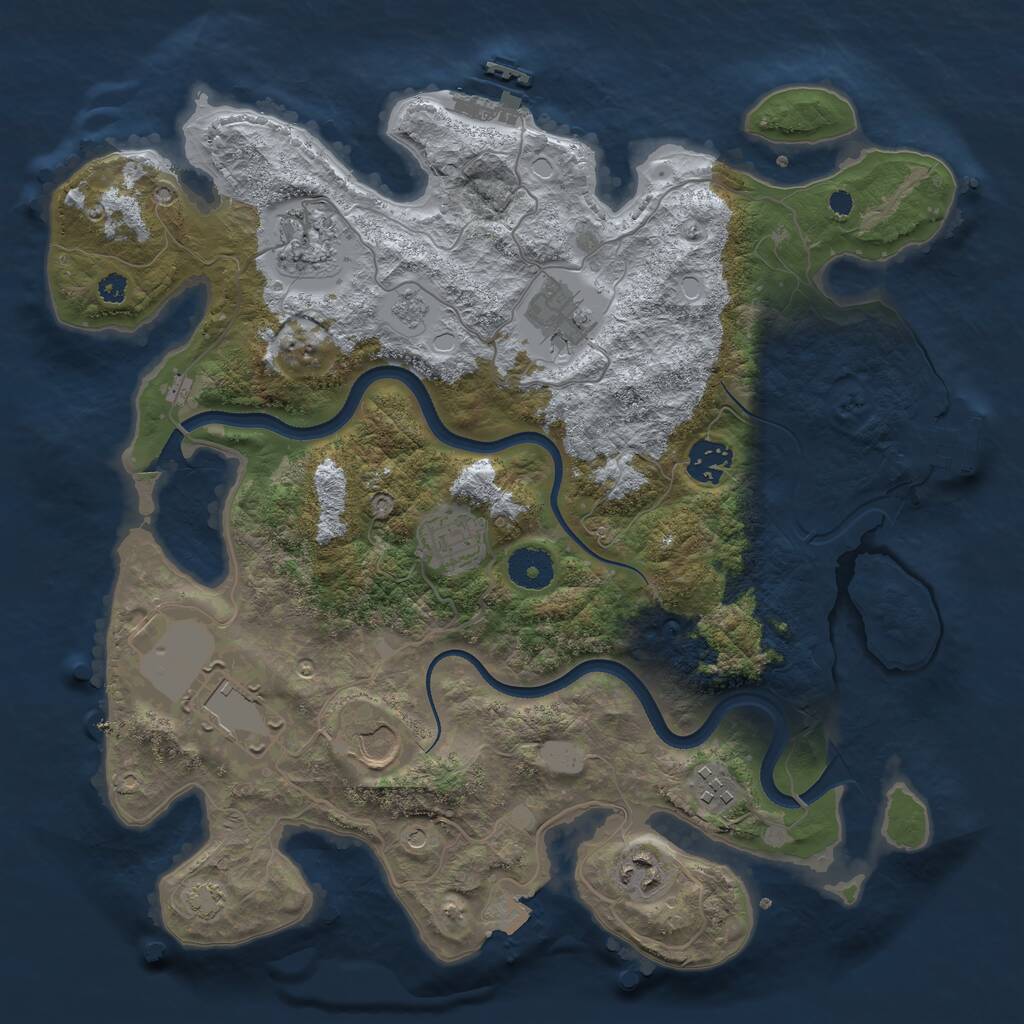 Rust Map: Procedural Map, Size: 3500, Seed: 2182302, 14 Monuments