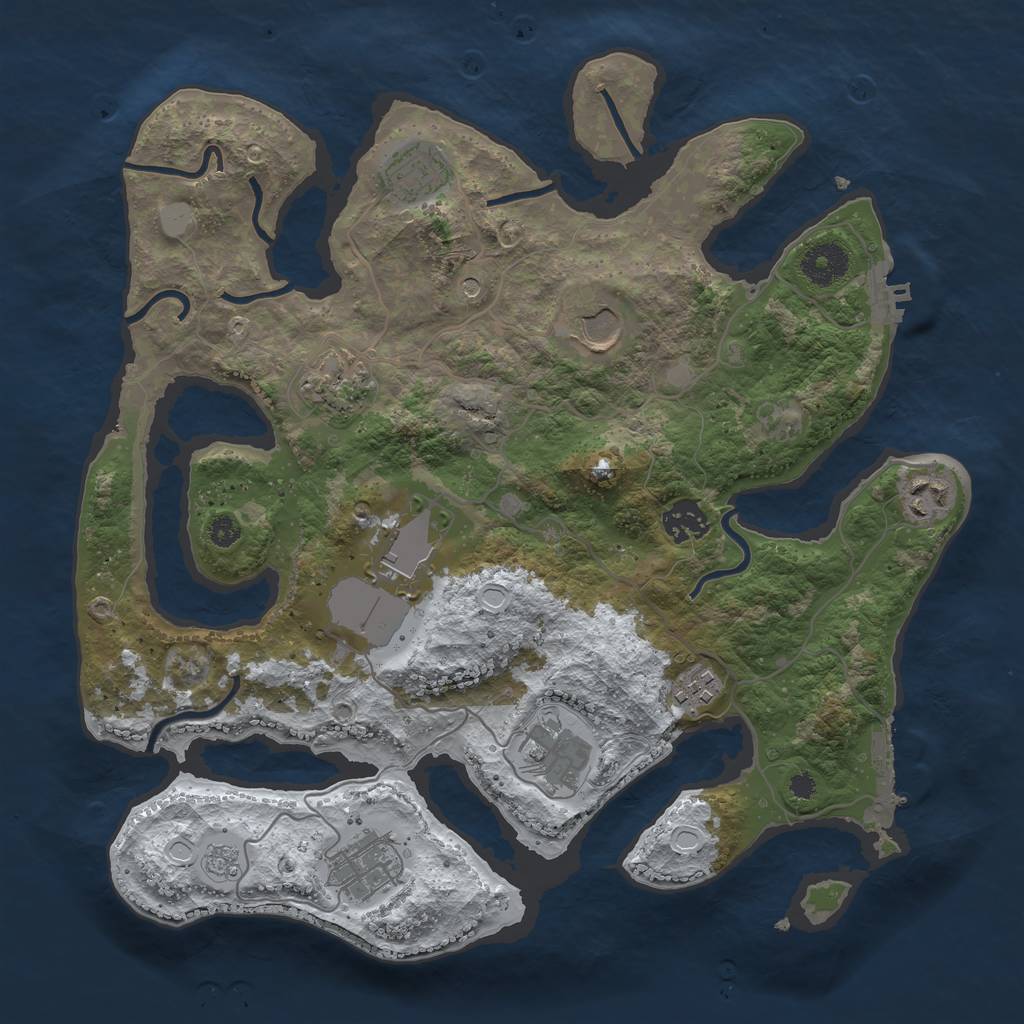 Rust Map: Procedural Map, Size: 3500, Seed: 2792100, 18 Monuments