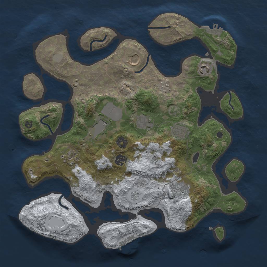 Rust Map: Procedural Map, Size: 3500, Seed: 1330102, 18 Monuments