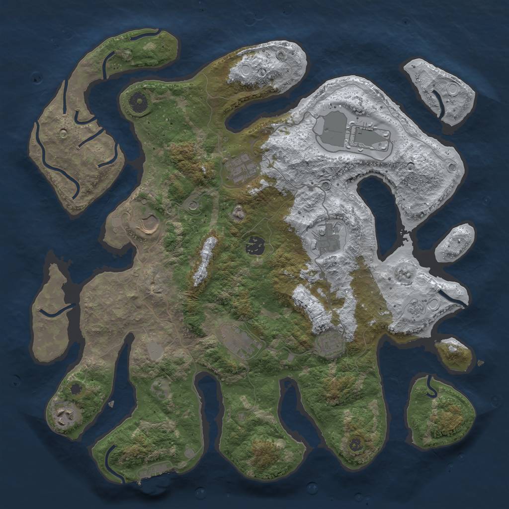 Rust Map: Procedural Map, Size: 3950, Seed: 1552827779, 16 Monuments