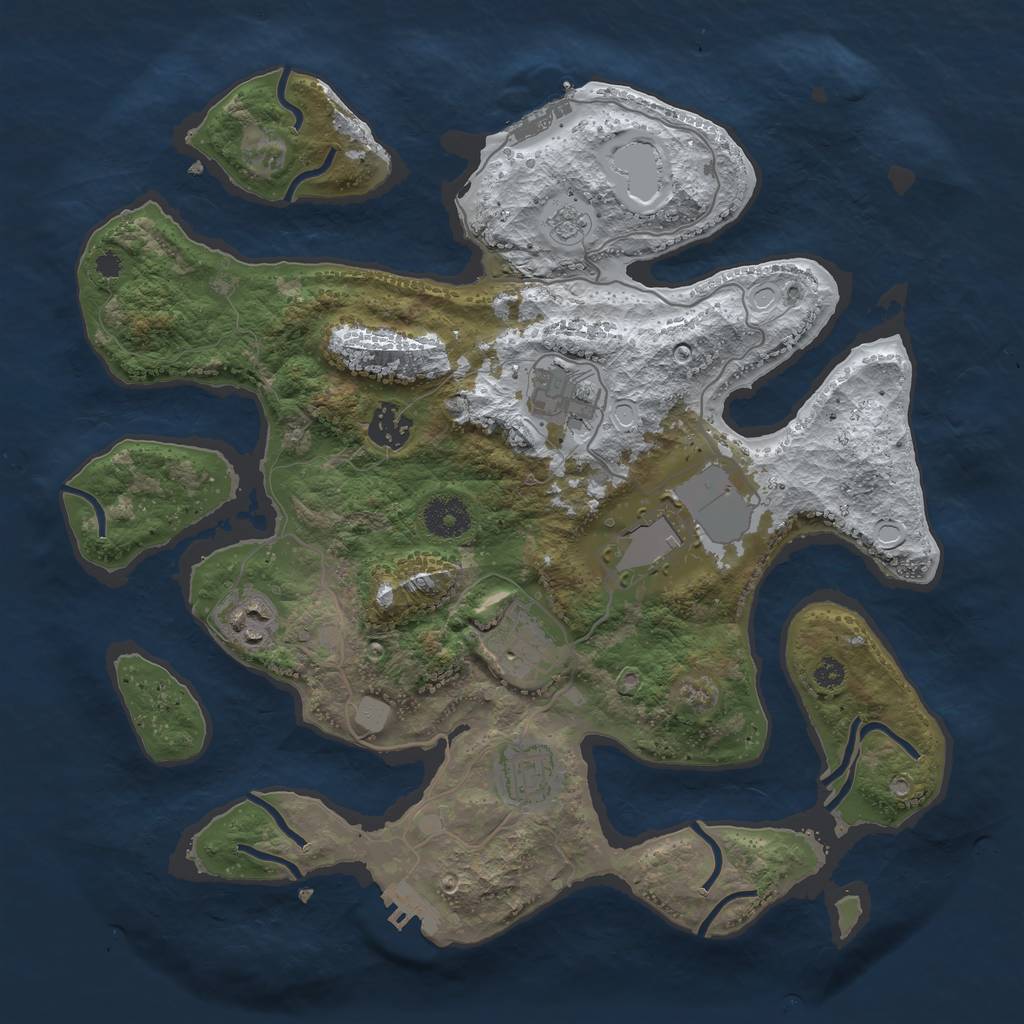 Rust Map: Procedural Map, Size: 3500, Seed: 1245768, 14 Monuments