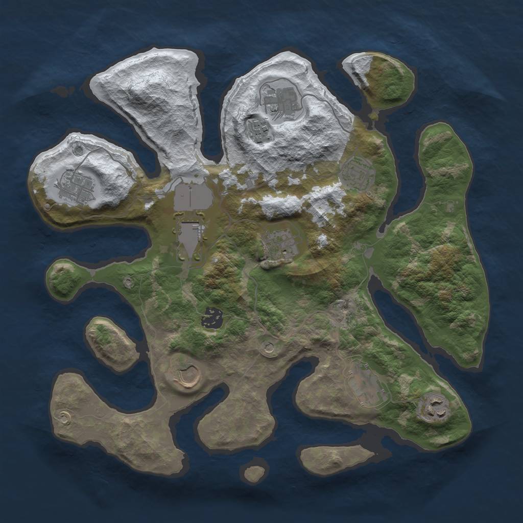 Rust Map: Barren, Size: 3500, Seed: 3800884, 13 Monuments