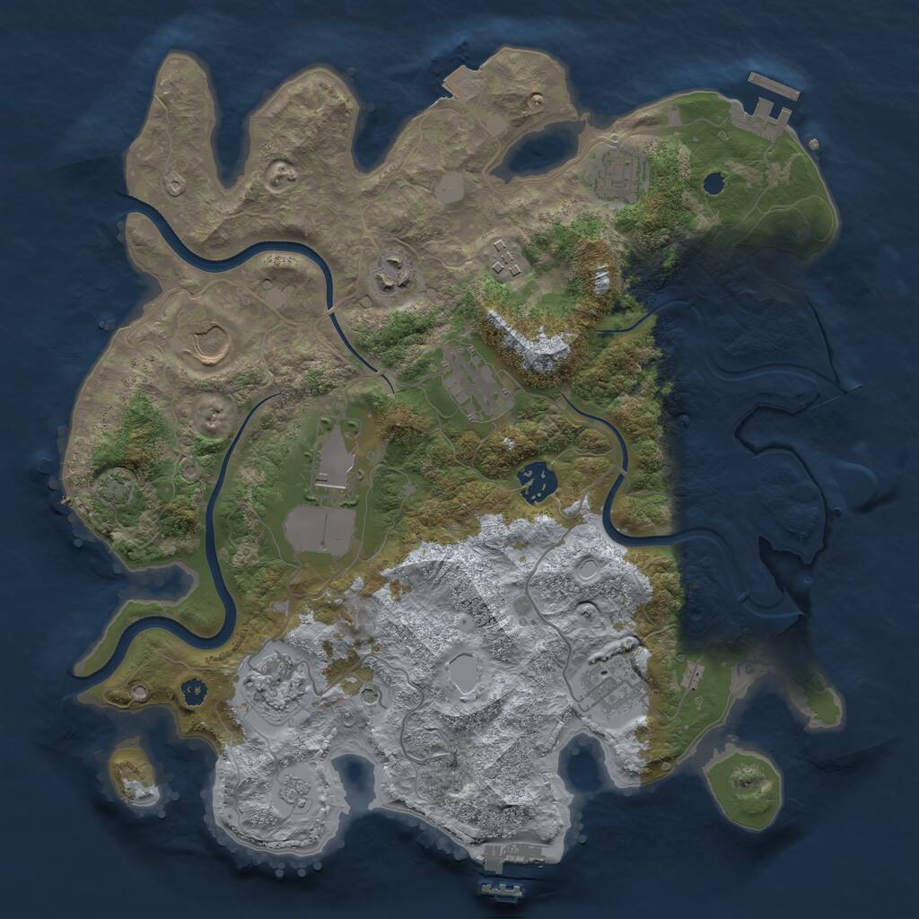 Rust Map: Procedural Map, Size: 3500, Seed: 3468530, 15 Monuments