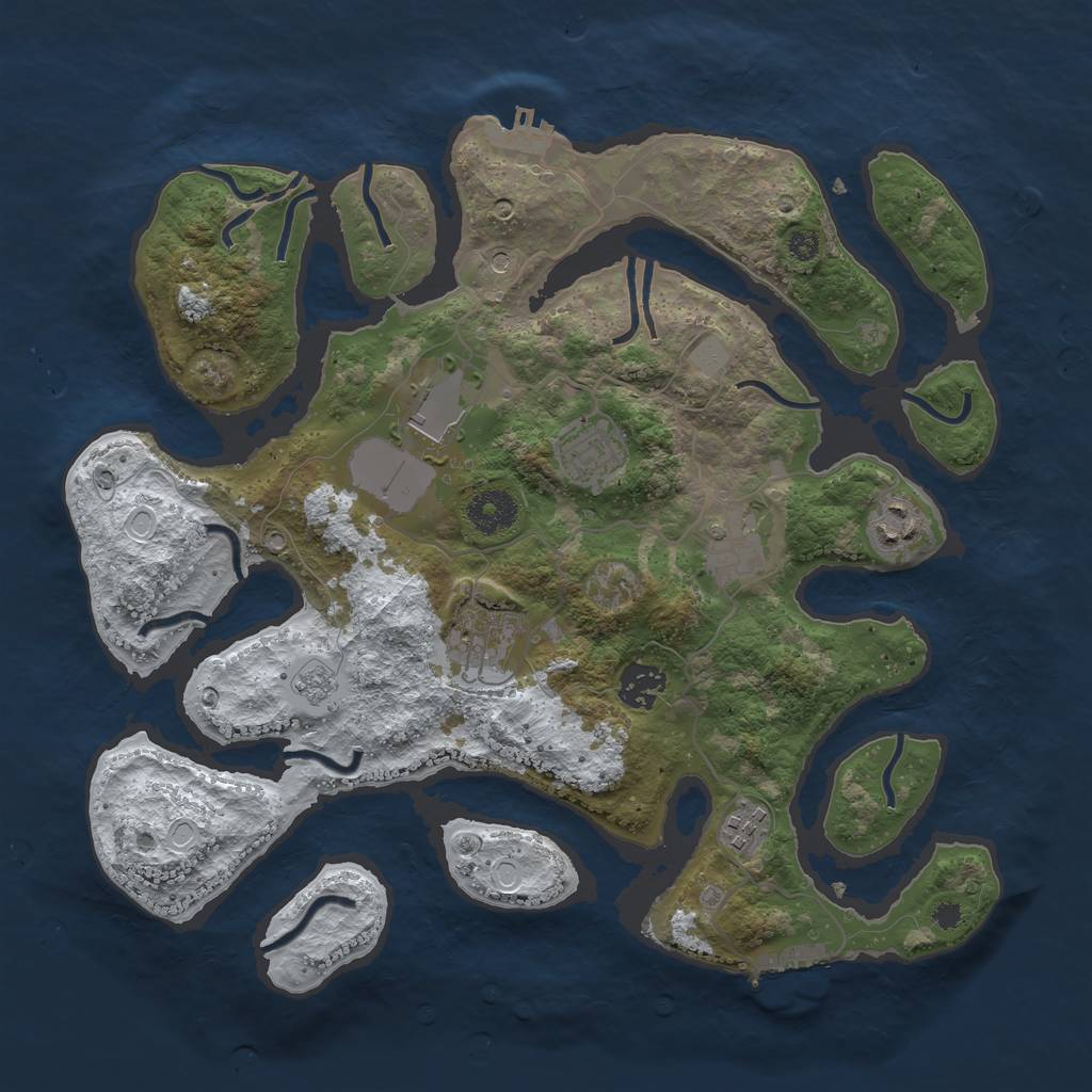 Rust Map: Procedural Map, Size: 3500, Seed: 1279891, 16 Monuments