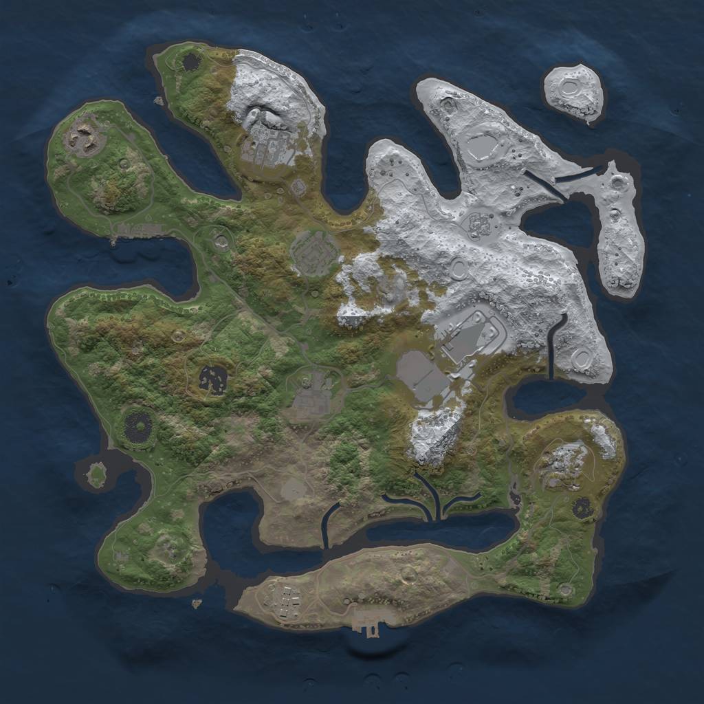 Rust Map: Procedural Map, Size: 3500, Seed: 5765919, 17 Monuments