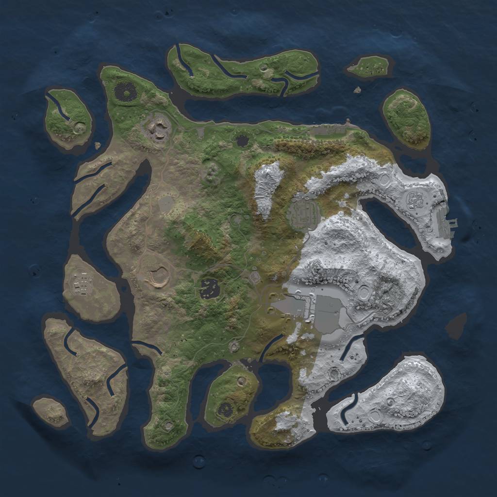 Rust Map: Procedural Map, Size: 3500, Seed: 5097651, 14 Monuments