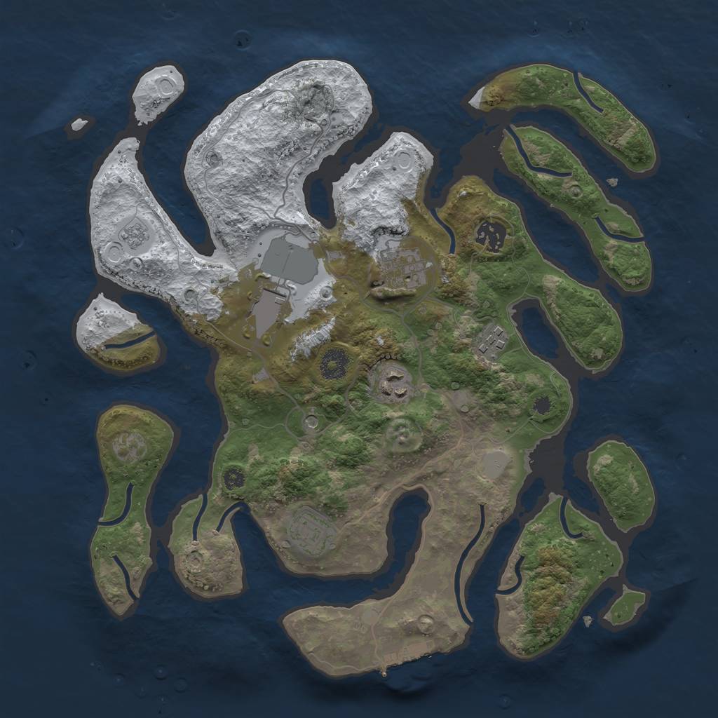 Rust Map: Procedural Map, Size: 3500, Seed: 5289035, 14 Monuments