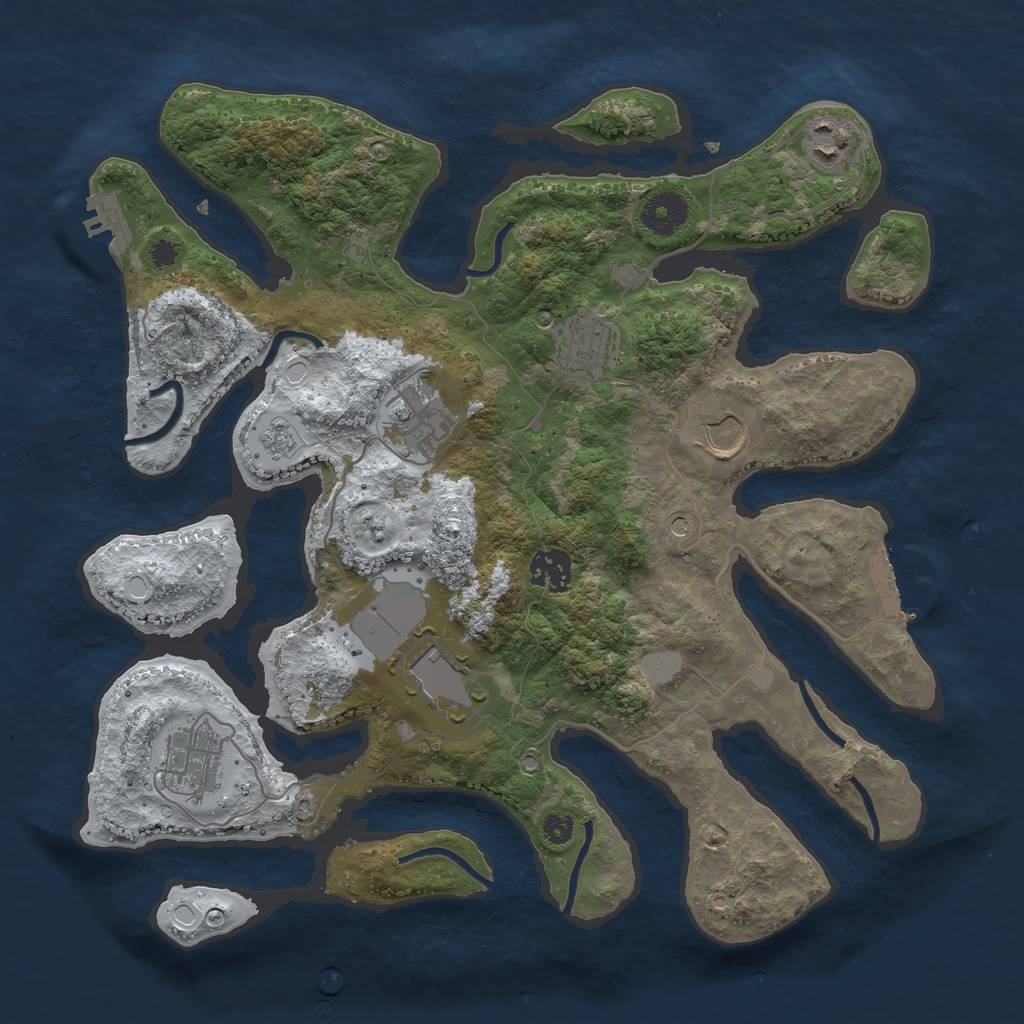 Rust Map: Procedural Map, Size: 3500, Seed: 4762651, 16 Monuments