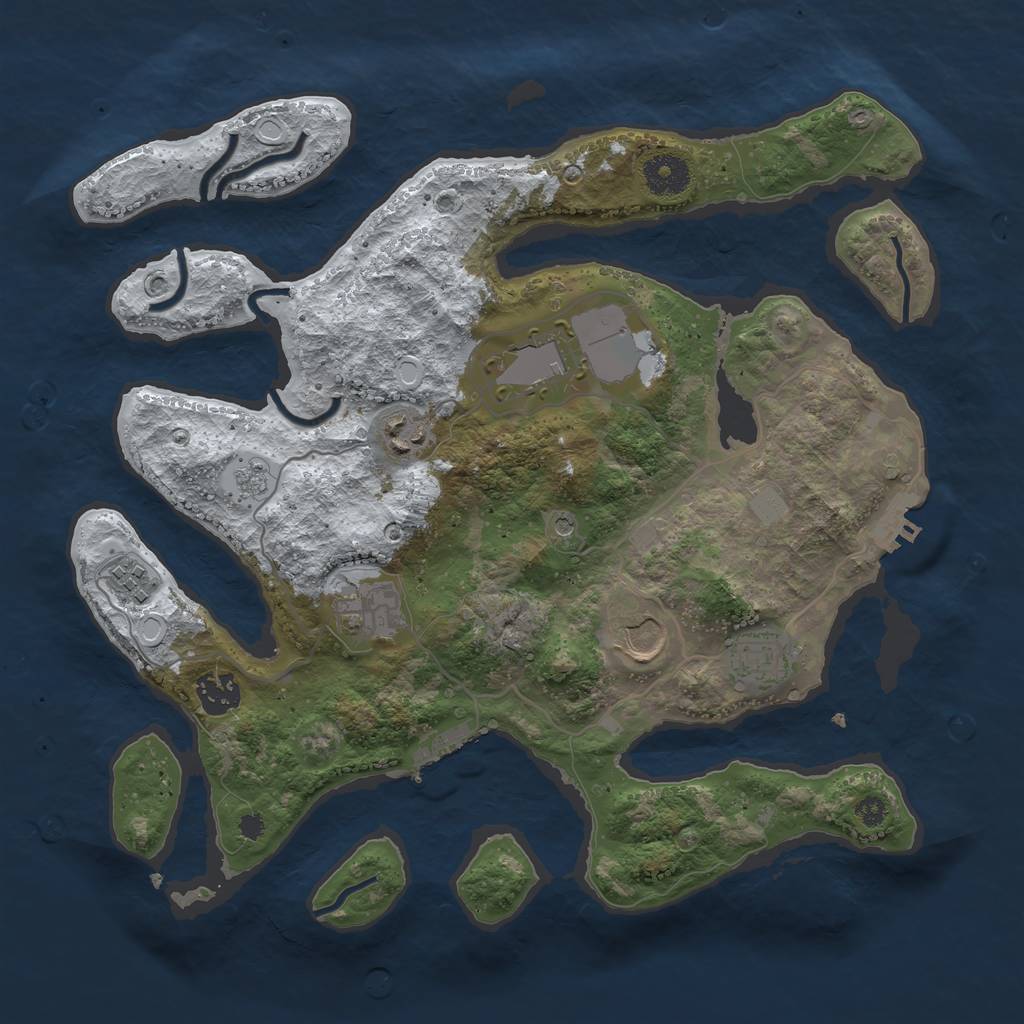 Rust Map: Procedural Map, Size: 3500, Seed: 1977392, 16 Monuments