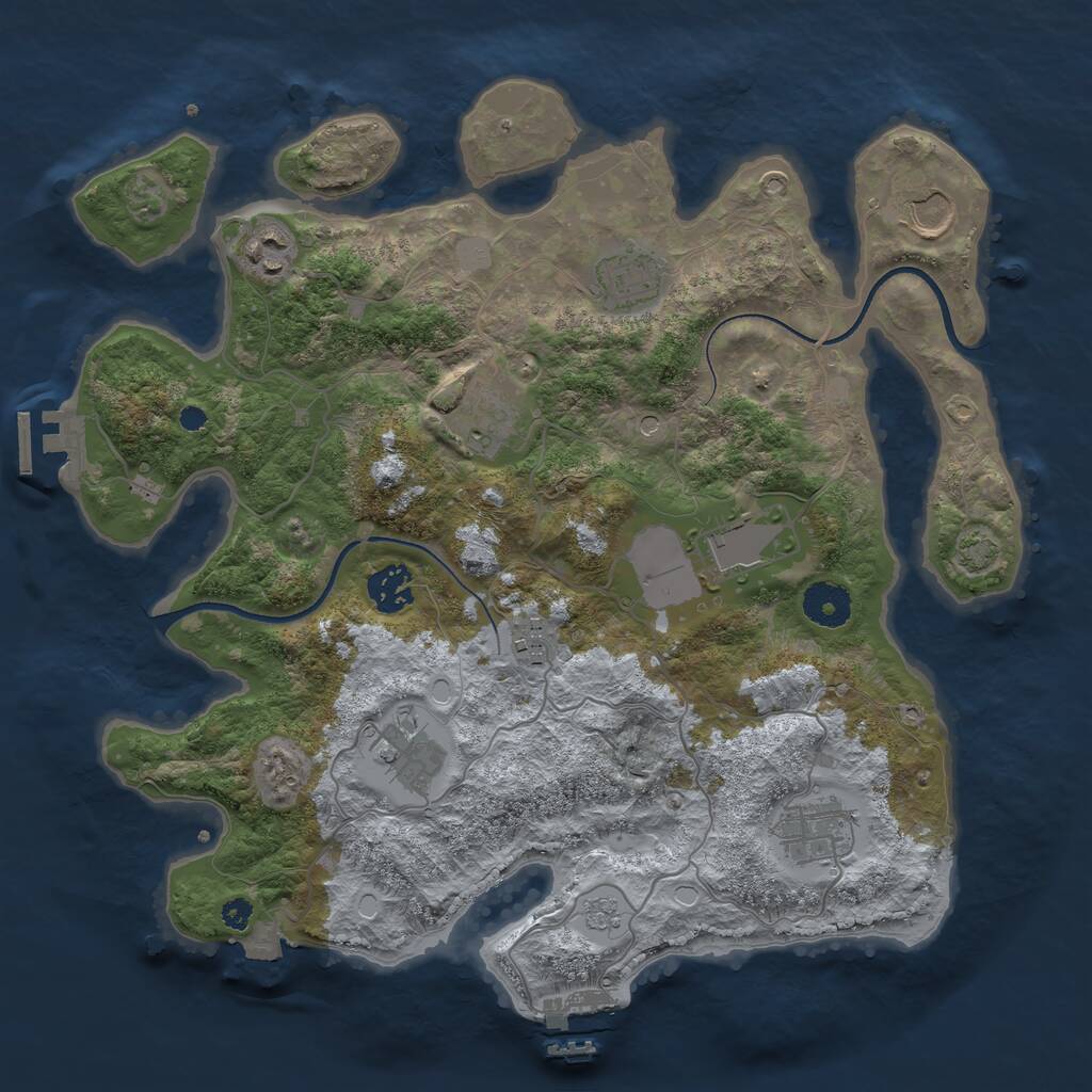 Rust Map: Procedural Map, Size: 3500, Seed: 1276949, 15 Monuments