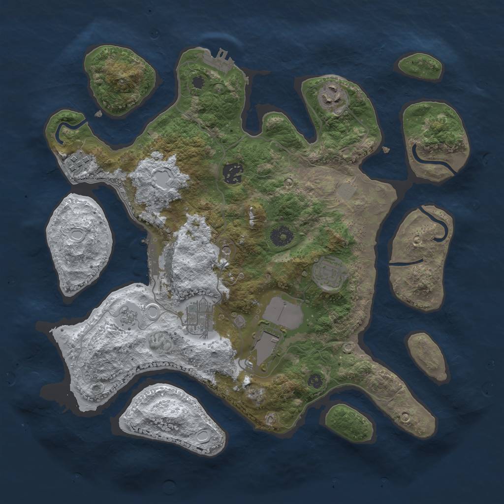 Rust Map: Procedural Map, Size: 3500, Seed: 476591, 15 Monuments