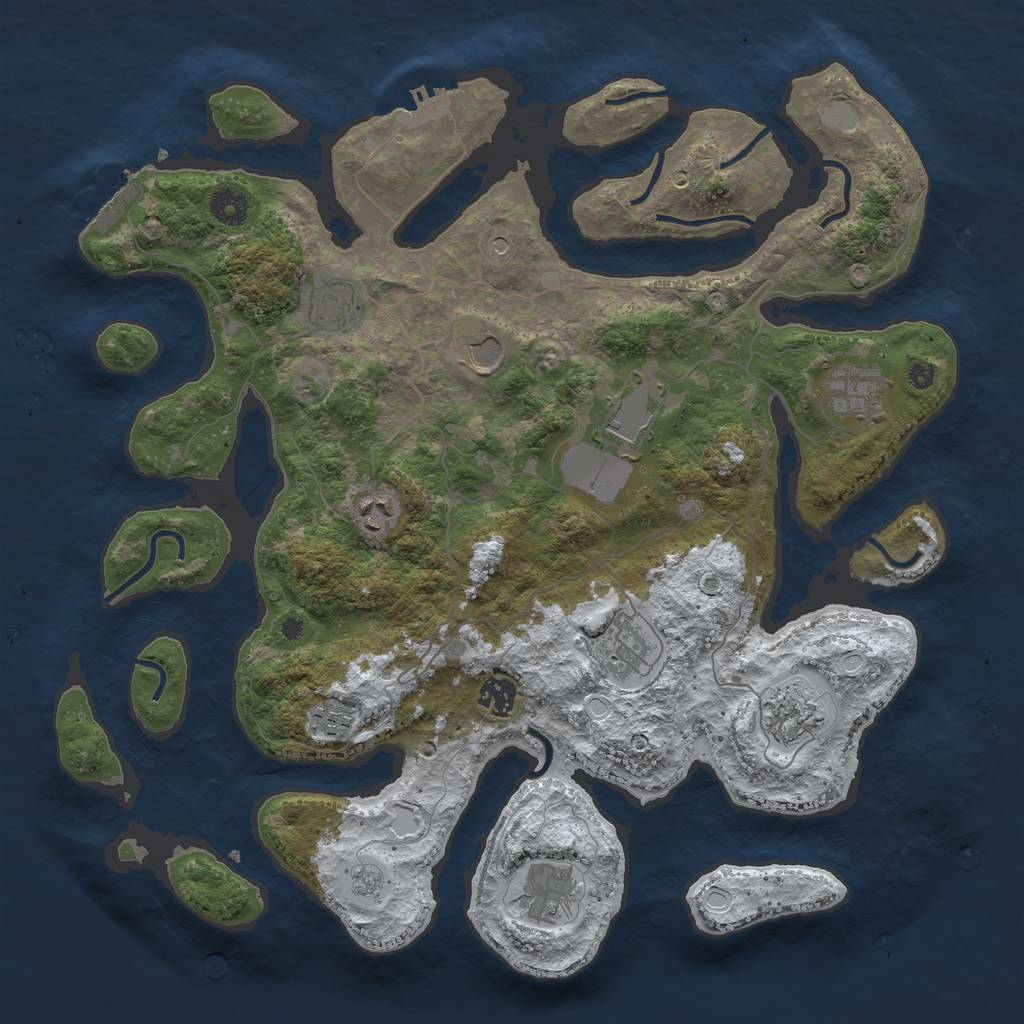 Rust Map: Procedural Map, Size: 4000, Seed: 718195, 19 Monuments