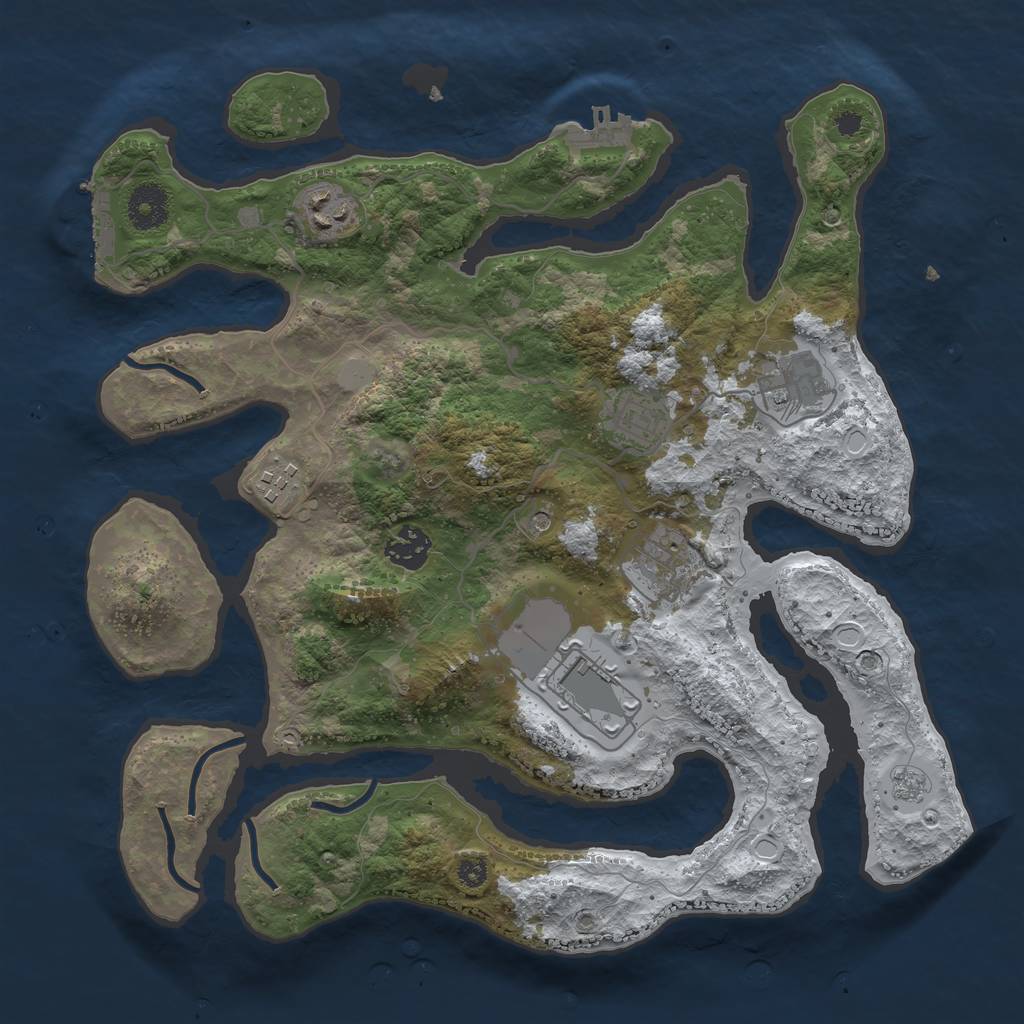 Rust Map: Procedural Map, Size: 3500, Seed: 1702798, 16 Monuments