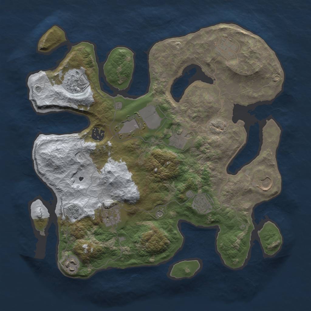 Rust Map: Barren, Size: 3500, Seed: 3328950, 13 Monuments