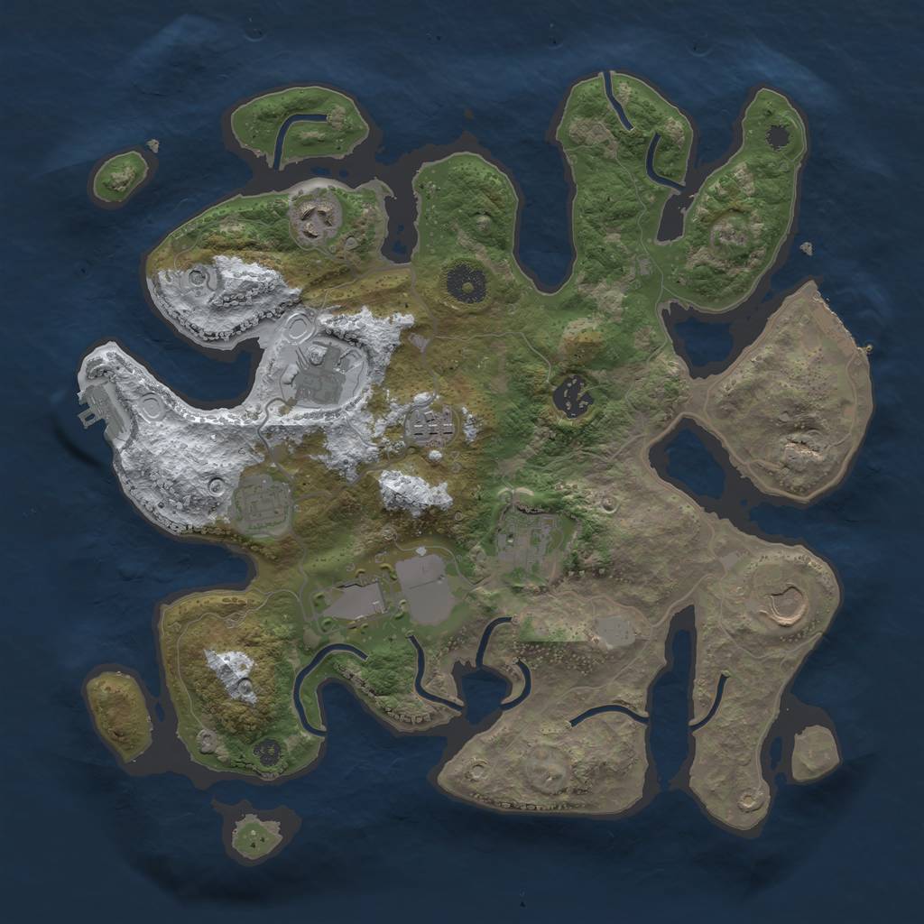 Rust Map: Procedural Map, Size: 3500, Seed: 4780277, 16 Monuments