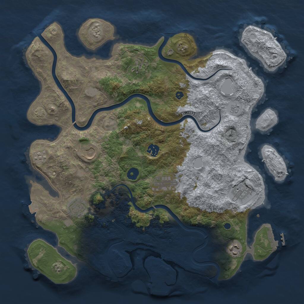 Rust Map: Procedural Map, Size: 3850, Seed: 248894641, 14 Monuments